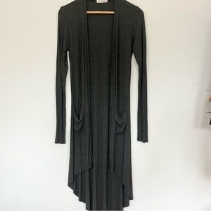 Joah Brown Long Sleeve Duster Cardigan Charcoal Gray Soft Open Assymetrical OS